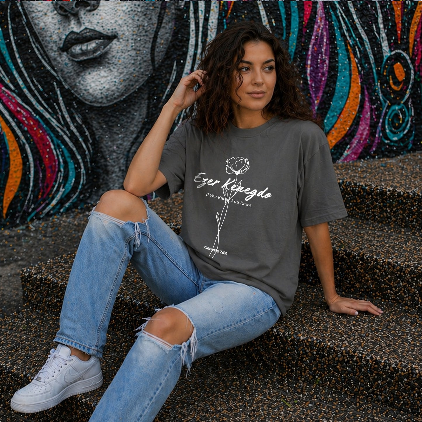 Oversized Boxy Tee | Ezer Kenegdo Graphic T-Shirt| Founders Collection