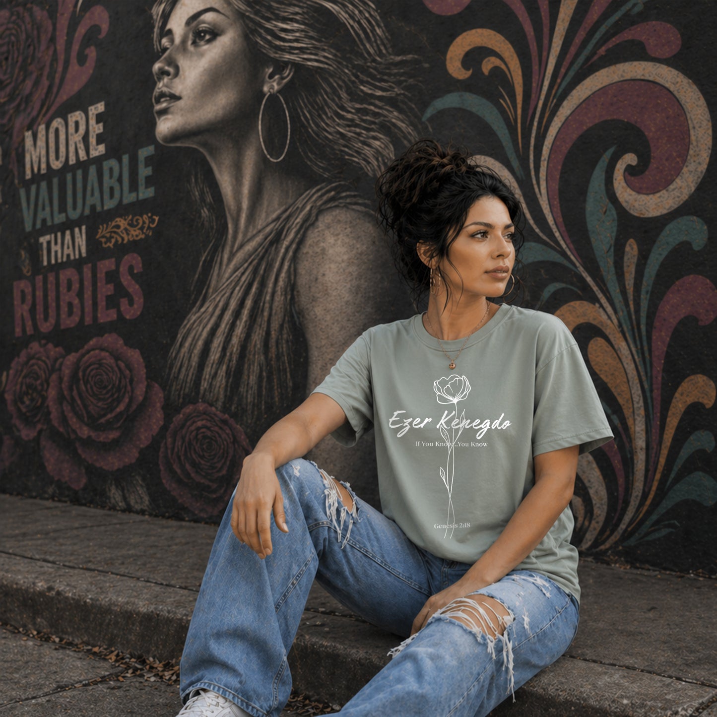 Vintage Wash Relaxed Graphic Tee | Ezer Kenegdo T-shirt | Founders Collection