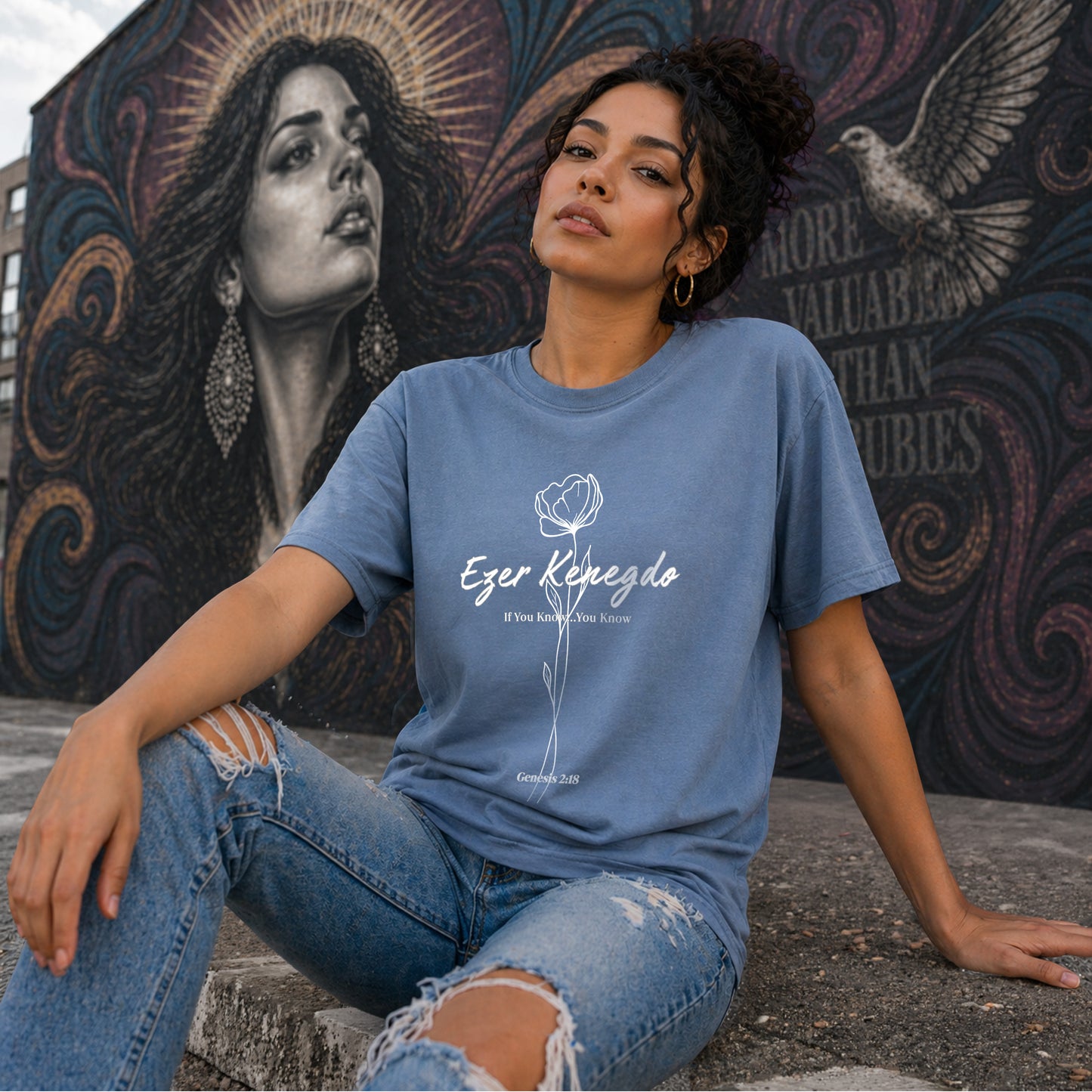 Vintage Wash Relaxed Graphic Tee | Ezer Kenegdo T-shirt | Founders Collection