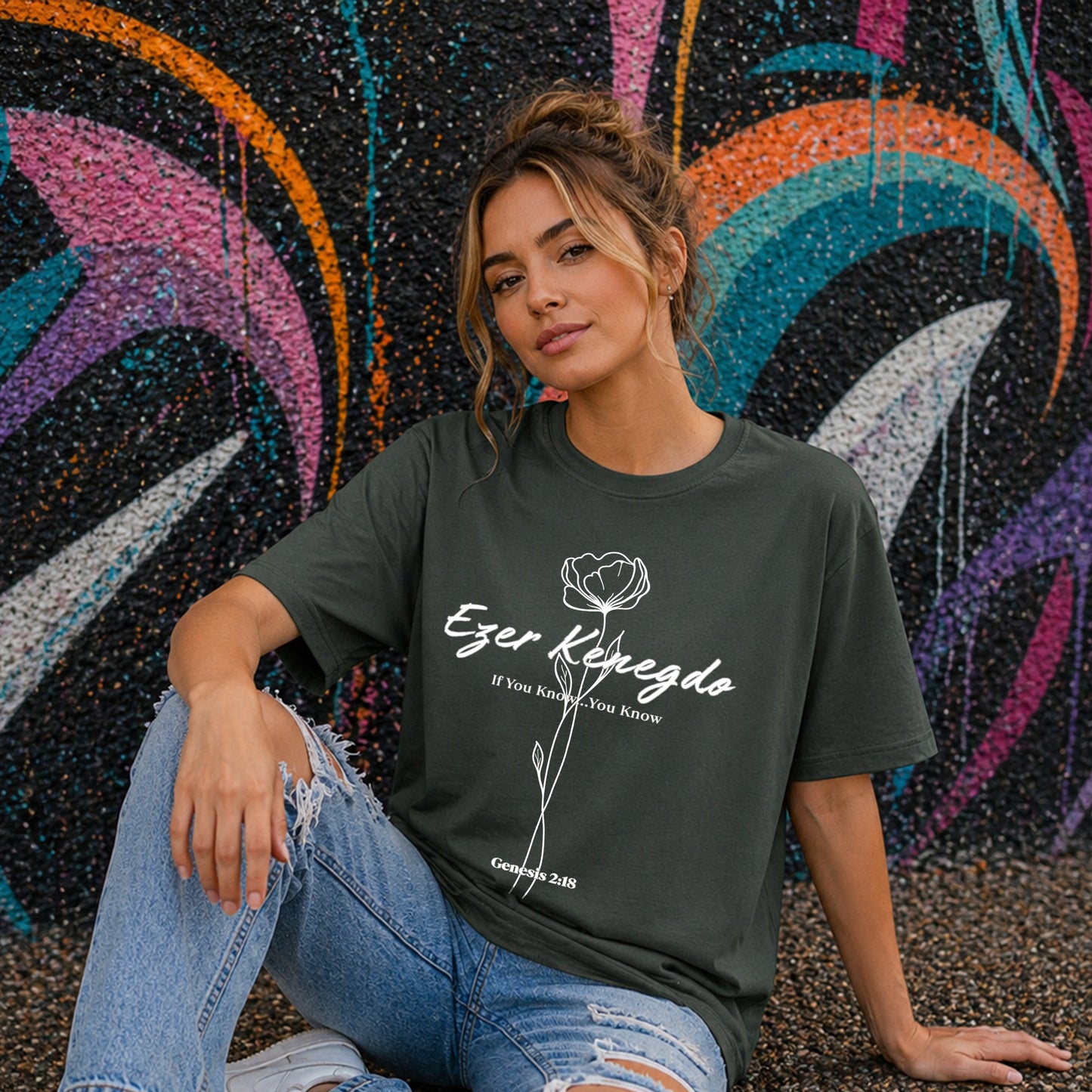 Oversized Boxy Tee | Ezer Kenegdo Graphic T-Shirt| Founders Collection