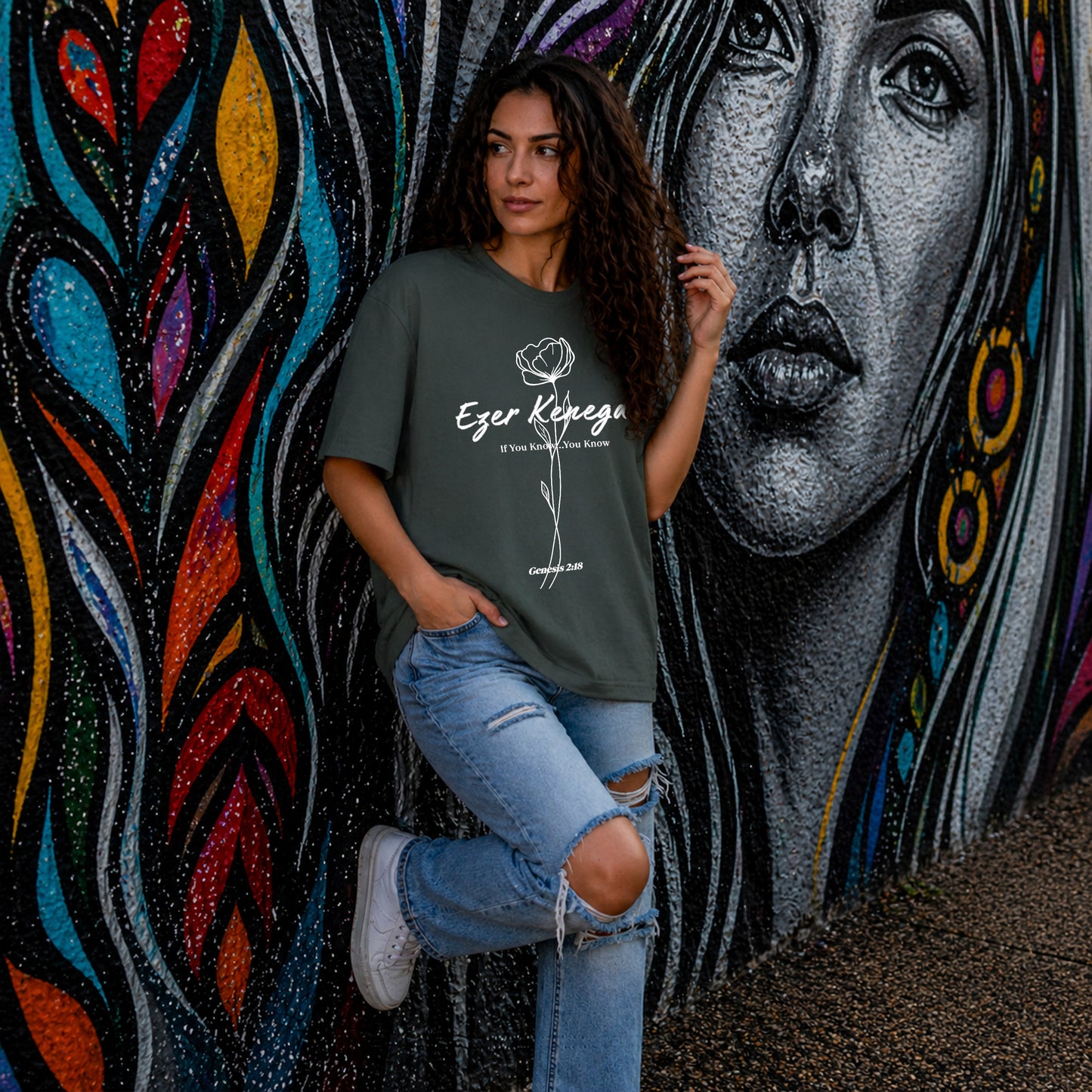 Oversized Boxy Tee | Ezer Kenegdo Graphic T-Shirt| Founders Collection