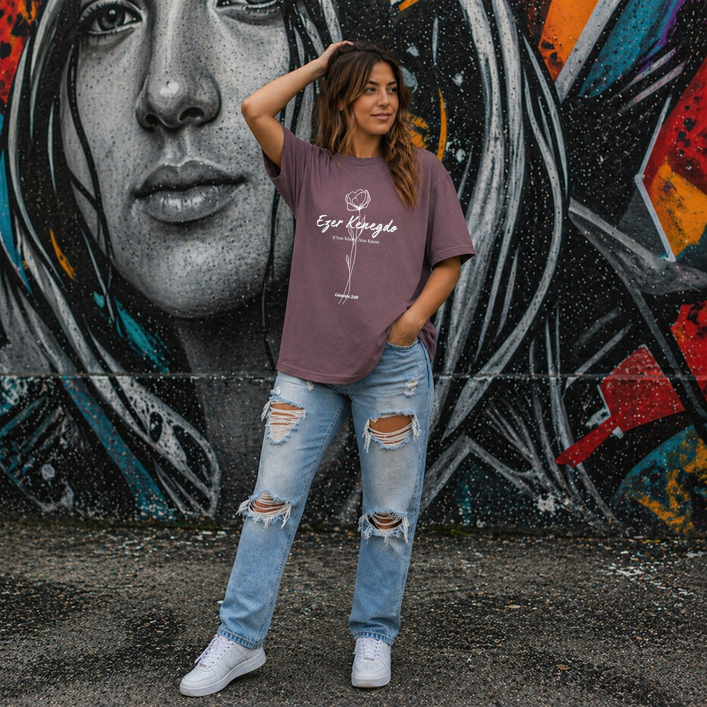 Oversized Boxy Tee | Ezer Kenegdo Graphic T-Shirt| Founders Collection